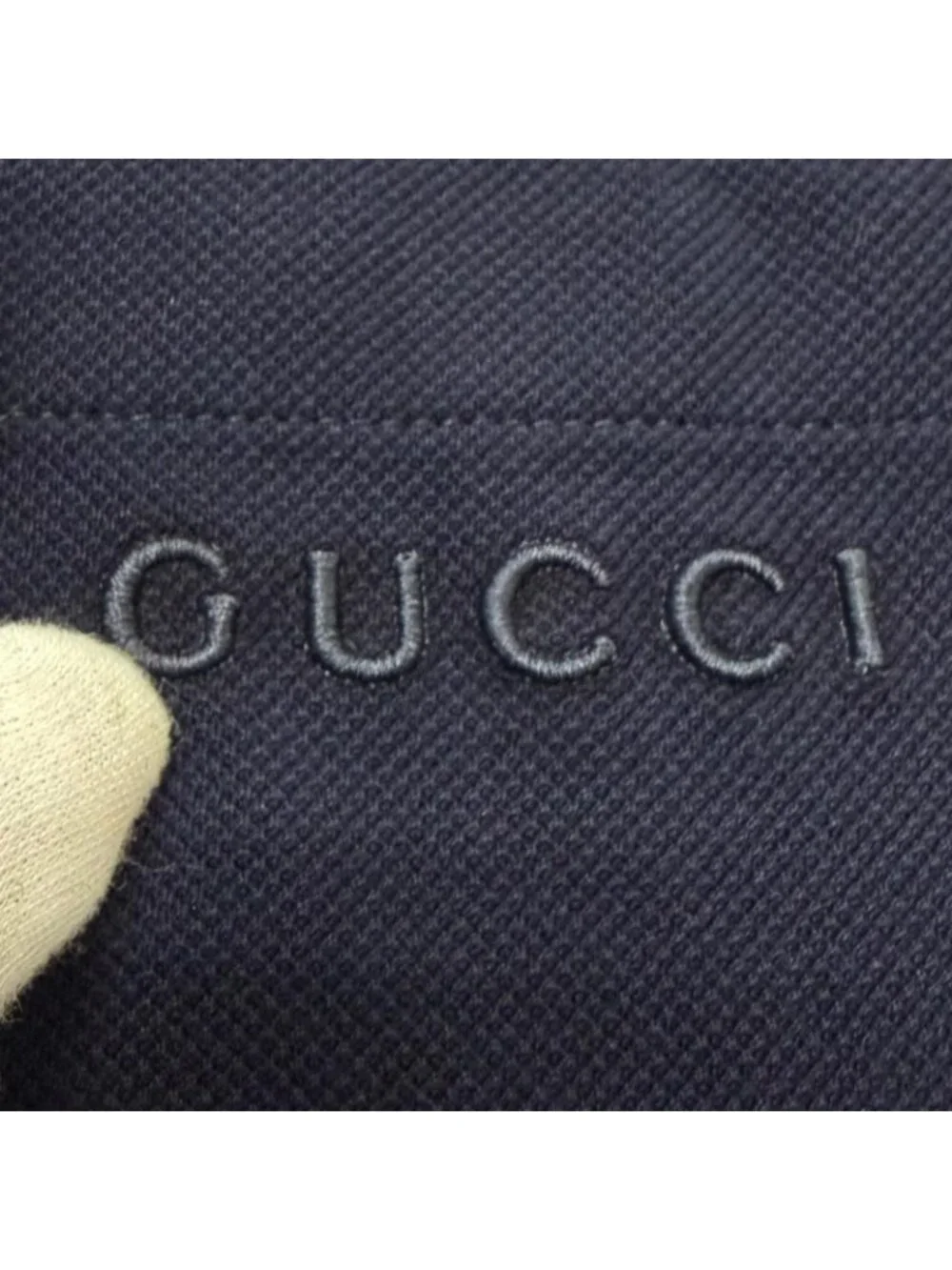 Gucci Logo Embro Cotton Pike Short Sleeve Polo Shirt Top Navy Bordeaux XS